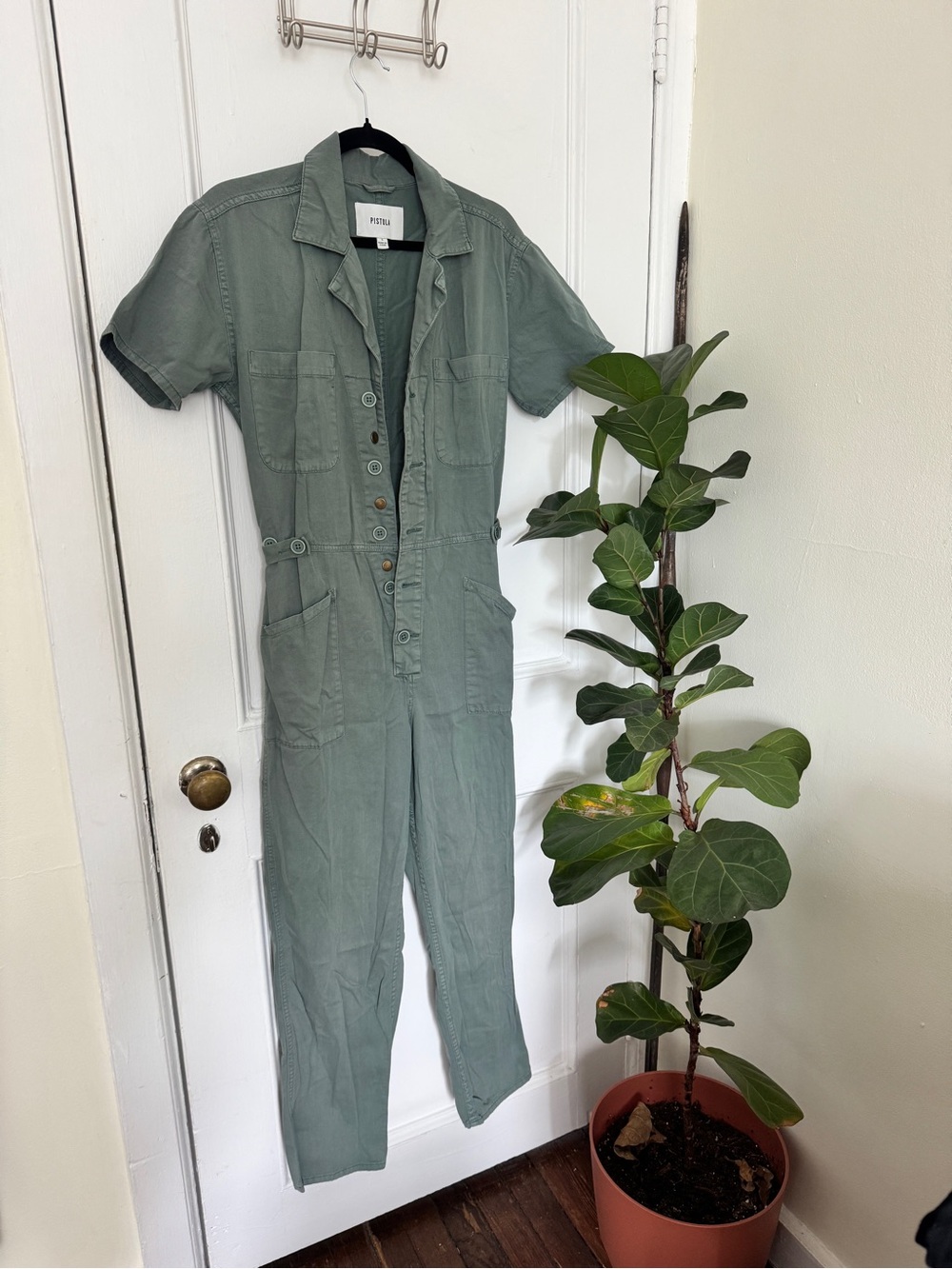pistola Short Sleeve Utility Jumpsuit in Sage